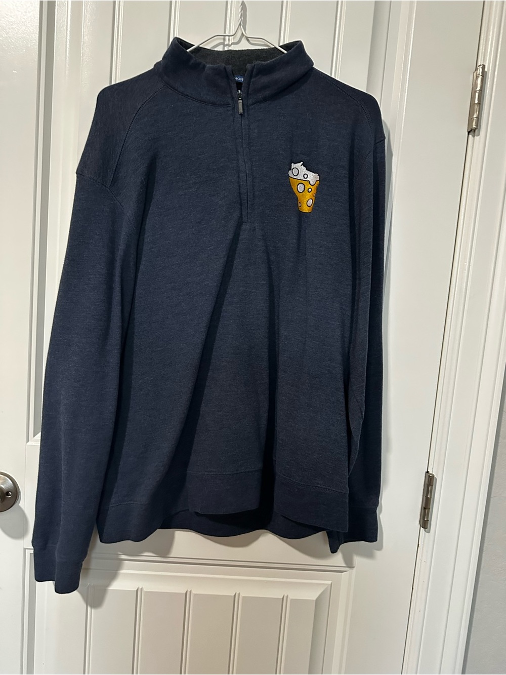 Wisconsin Navy Quarter-Zip Pullover with Yellow & White Patch Port Authority
